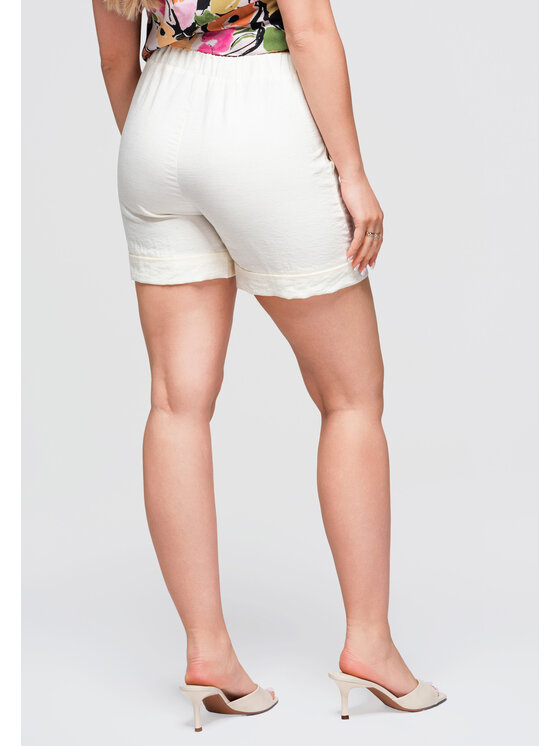 Ombre Ombre Szorty materiałowe OW-ST-E0006 Kremowy Relaxed Fit