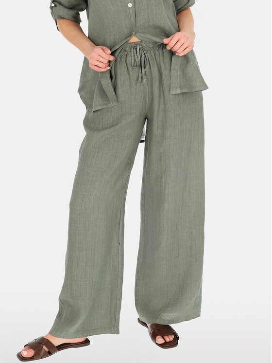 Perso Perso Spodnie damskie PTE254998F Khaki Regular Fit