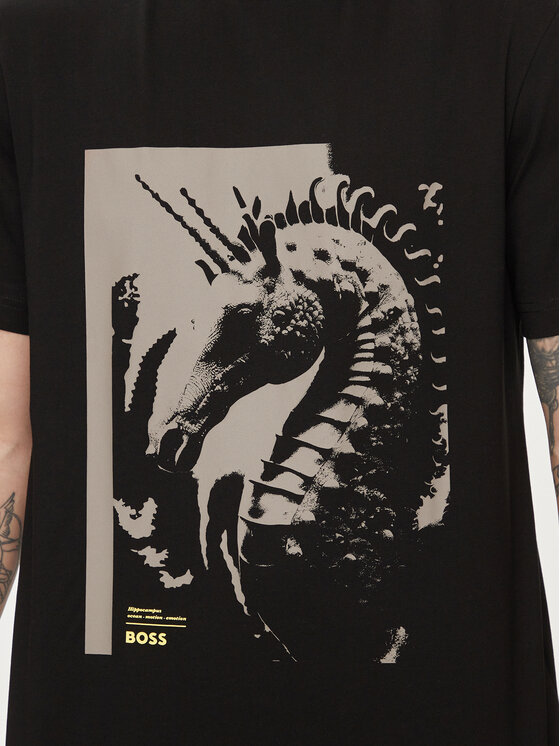 BOSS Boss T-shirt Te_Sea_Horse 50515626 Crna Regular Fit