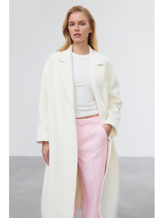 Estro Estro Cappotto di lana ER00119518 Beige Loose Fit