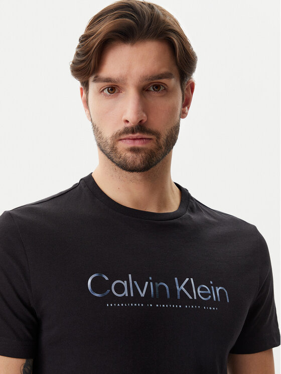 Calvin Klein Calvin Klein Póló Satin Bonded Logo K10K114162 Fekete Regular Fit