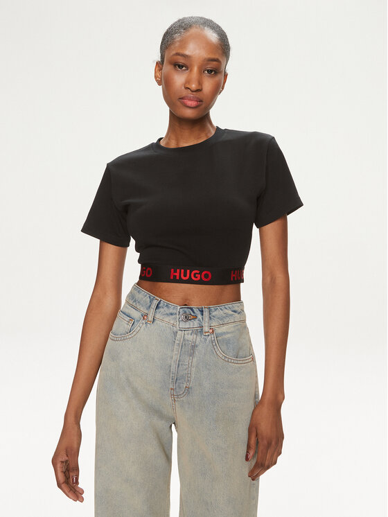 Hugo Majica Logo 50520497 Črna Relaxed Fit