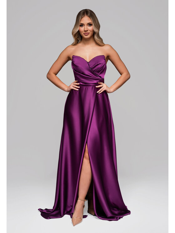 Ombre Ombre Sukienka wieczorowa LA-OM-DLR267 Fioletowy Regular Fit