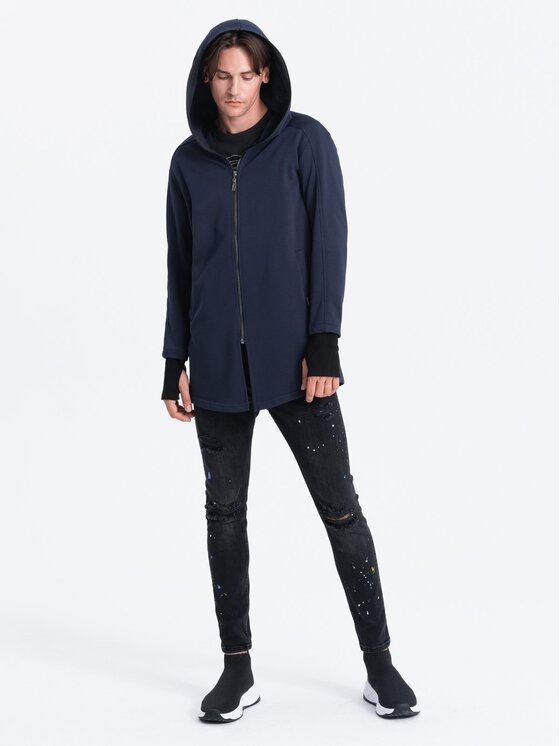 Ombre Ombre Mikina B1369 Tmavomodrá Modern Fit