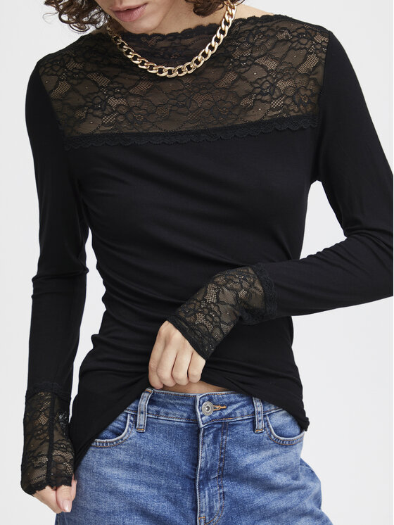 ICHI ICHI Blusa 20120401 Nero Slim Fit
