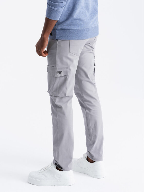 Ombre Ombre Spodnie cargo OM-PACG-0196 Szary Regular Fit