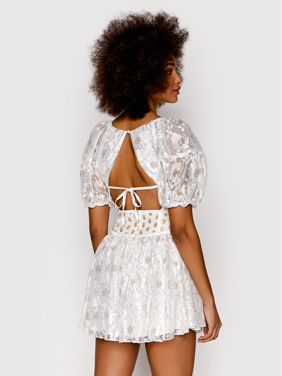 For Love & Lemons For Love & Lemons Cocktail obleka Lupita CD2482 Bela Slim Fit