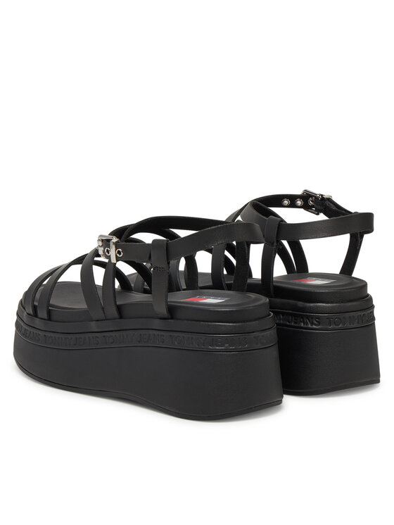 Tommy Jeans Tommy Jeans Sandale Tjw Wedgy Strappy Sandal EN0EN02756 Crna