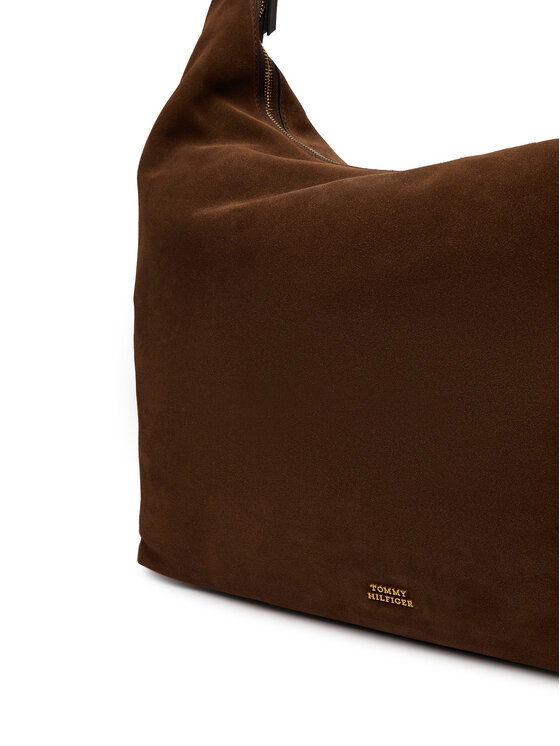 Tommy Hilfiger Tommy Hilfiger Geantă Th Statement Leather Hobo Suede AW0AW18403 Maro