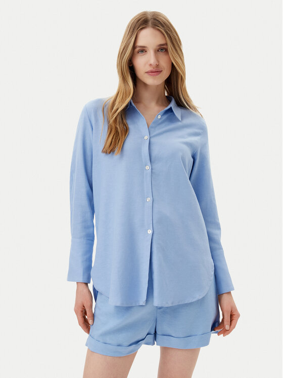 Selmark Selmark Set Hemd und Stoffshorts BC176 Blau Relaxed Fit