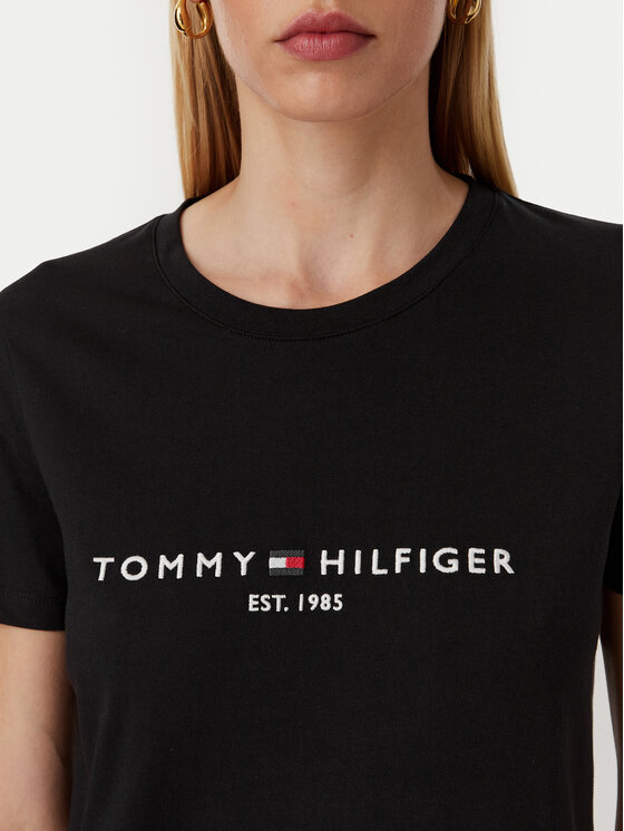 Tommy Hilfiger Tommy Hilfiger Marškinėliai Heritage C-Nk WW0WW31999 Juoda Regular Fit
