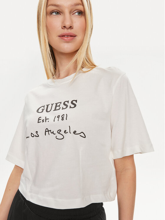 Guess Guess Tricou Dakota V4GI13 JA914 Écru Boxy Fit