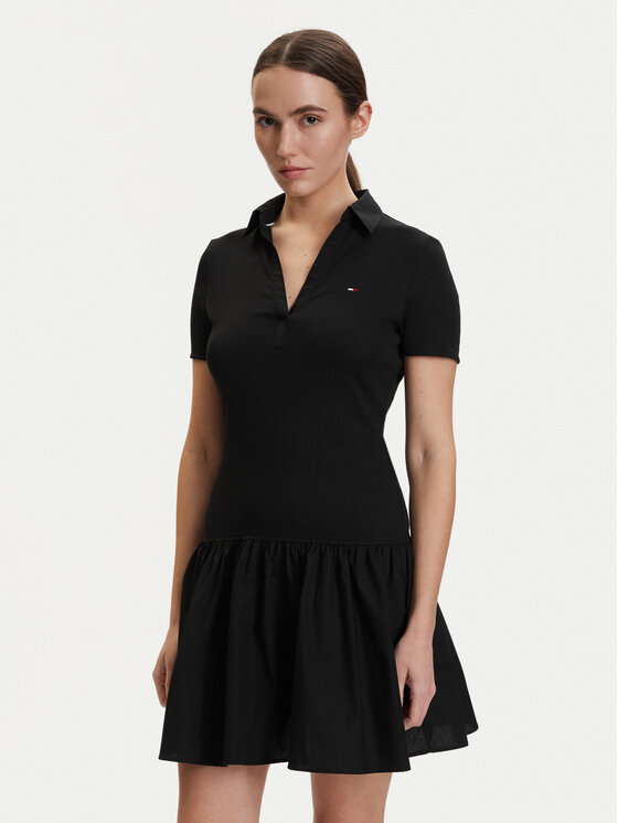 Tommy Jeans Rochie de zi DW0DW22331 Negru Slim Fit