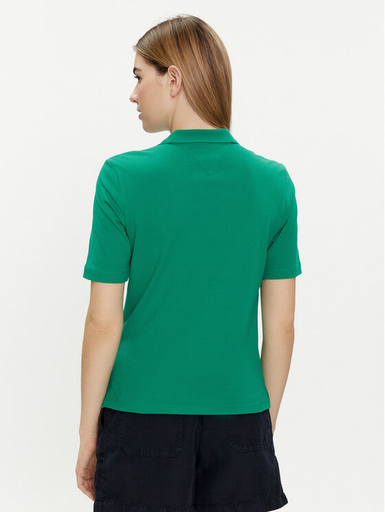 Tommy Hilfiger Tommy Hilfiger Тениска с яка и копчета 1985 WW0WW37820 Зелен Regular Fit
