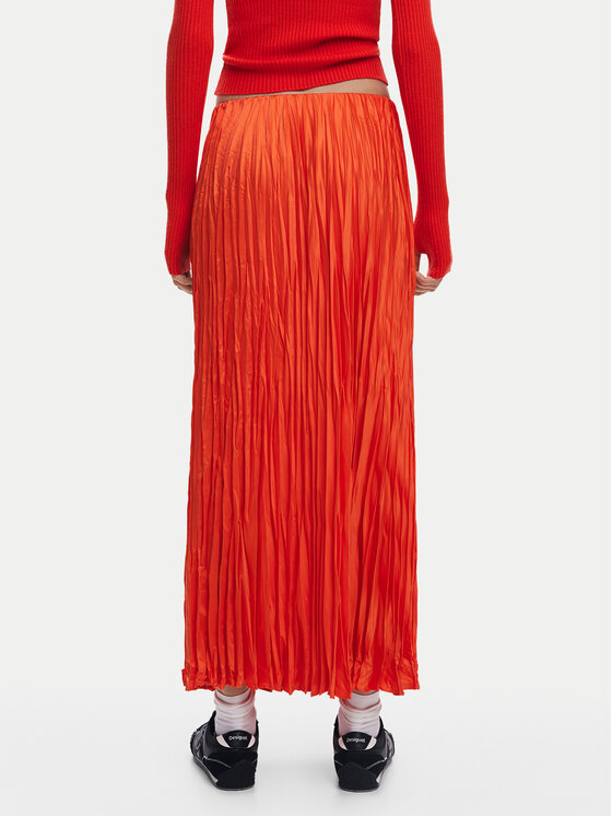 Desigual Desigual Plisovaná sukně Follet 25SWFW06 Oranžová Regular Fit