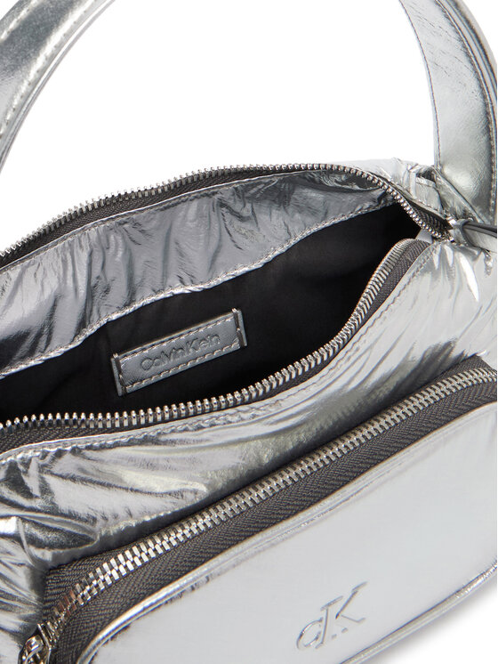 Calvin Klein Calvin Klein Torebka Pocket Silver Nylon Small Bag LV04F3443G Srebrny