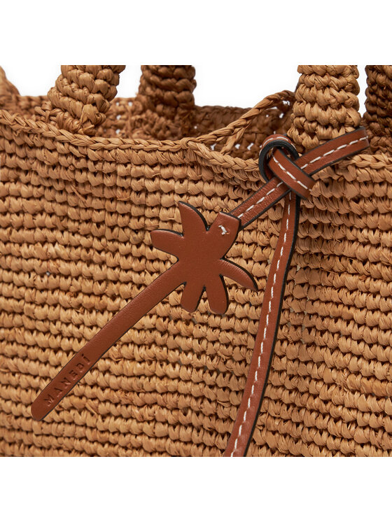 Manebi Manebi Geantă Handcrafted Raffia Sunset Bag Mini V 2.2 CO Bej