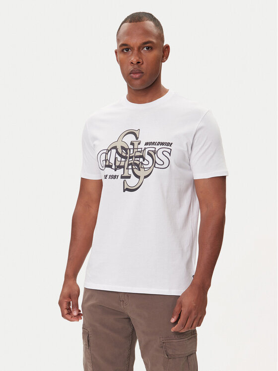 Guess Guess Tricou M5BI72 I3Z14 Alb Slim Fit