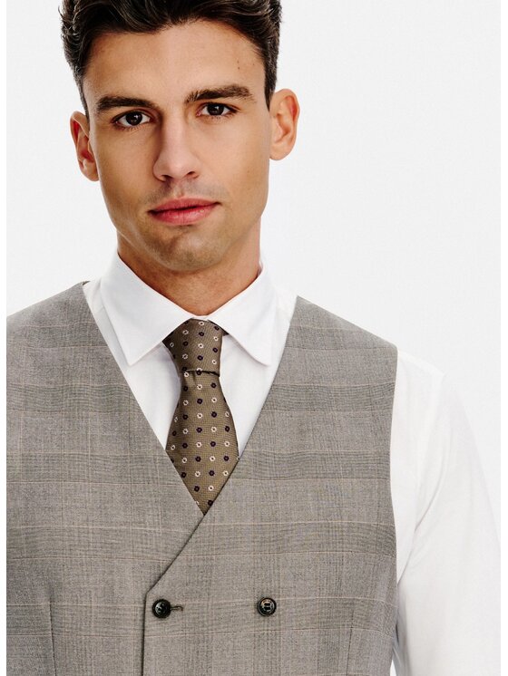 Pako Lorente Pako Lorente Kamizelka garniturowa P26SF-8X-002 Brązowy Slim Fit