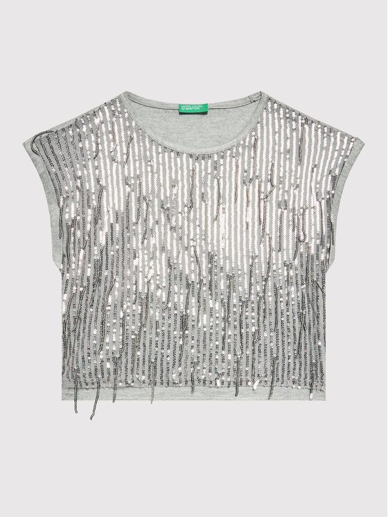 United Colors Of Benetton United Colors Of Benetton Блуза 3KG8C102A Сив Regular Fit