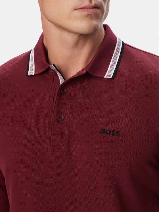 BOSS BOSS Polo Plisy  50536609 Bordowy Regular Fit