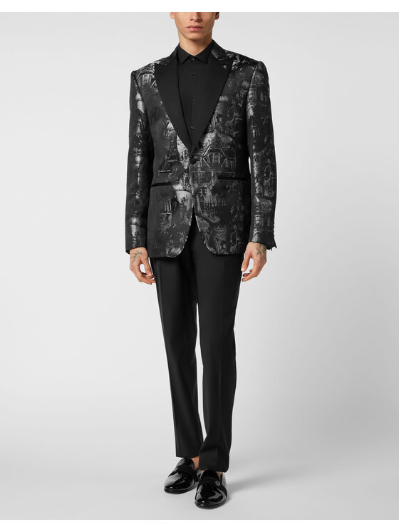 PHILIPP PLEIN PHILIPP PLEIN Marynarka 25455 Czarny Fitted Fit