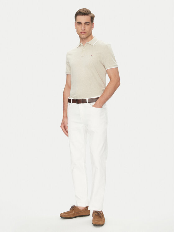 Tommy Hilfiger Tommy Hilfiger Polo MW0MW33140 Beżowy Regular Fit