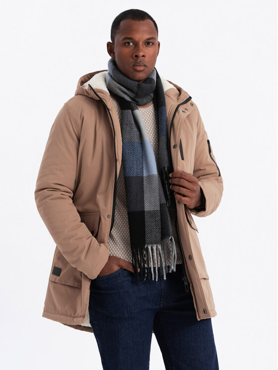 Ombre Ombre Parka 1OM-JALJ-018 Beżowy Regular Fit