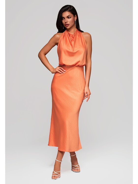Ombre Ombre Sukienka wieczorowa LA-OM-DLR129 Pomarańczowy Slim Fit
