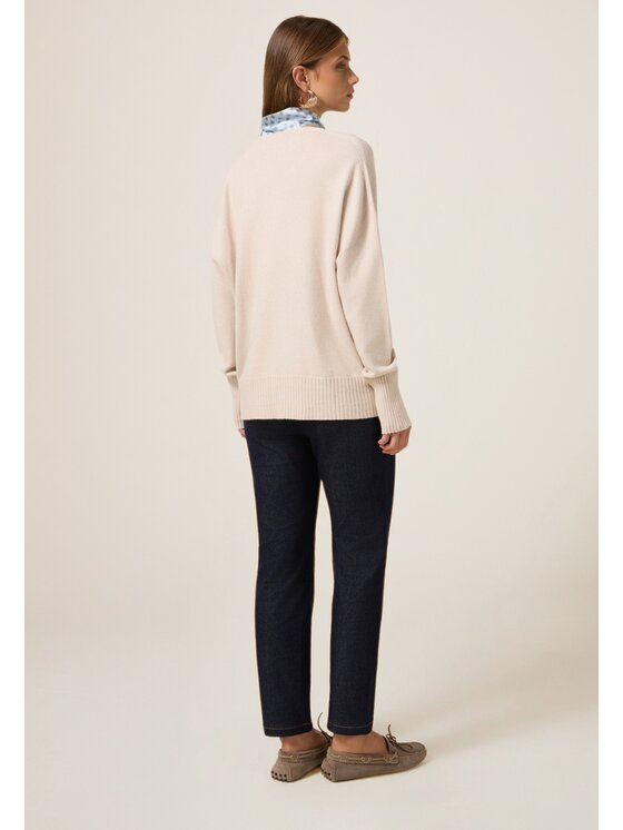 Oltre Oltre Cardigan M044E002030N021 Écru Regular Fit