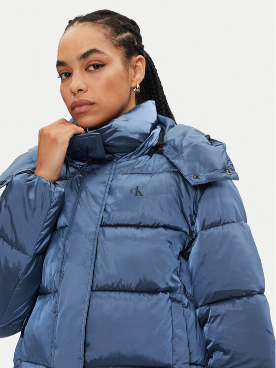 Calvin Klein Jeans Calvin Klein Jeans Zimska jakna Shiny Monologo J20J224616 Modra Regular Fit