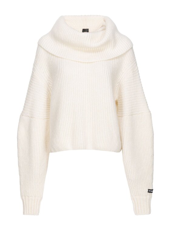 PINKO Pinko Sweter PINKO SPHYNX MAGLIA COSTA MISTO MOHAIR - 104493-A282 Biały Regular Fit