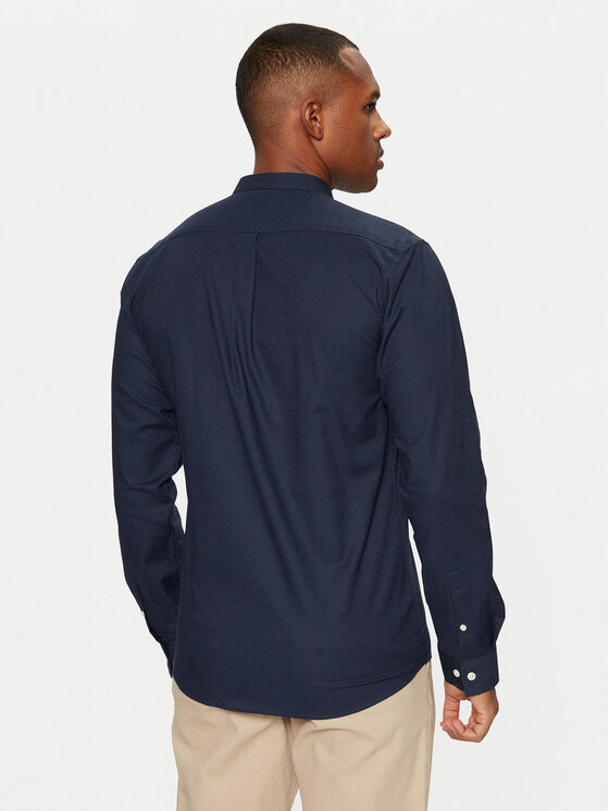 Lindbergh Lindbergh Koszula Oxford Manderin Superflex 30-203174A 1202431 Granatowy Slim Fit