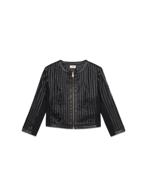 Oltre Oltre Giacca in similpelle R350R002149N033 Nero Cropp Fit