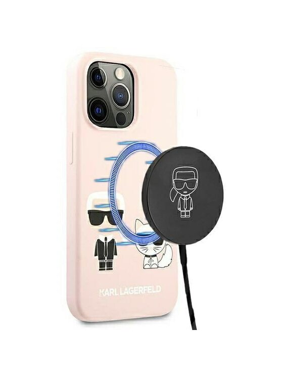 Etui na telefon KARL LAGERFELD, Różowe, Slilicone Karl & Choupette Magsafe