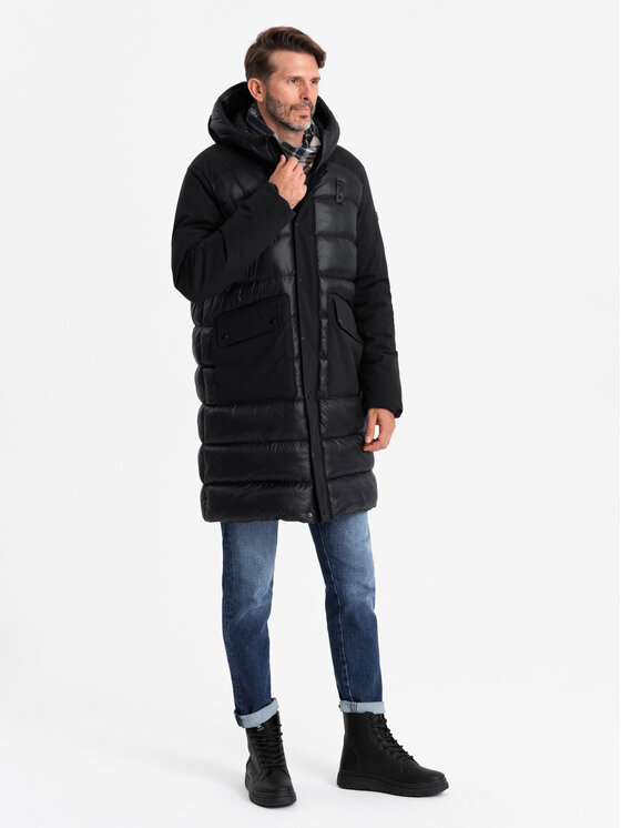 Ombre Ombre Kurtka puchowa OM-JALJ-0165 Czarny Regular Fit