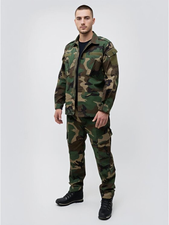 Jigga Wear Jigga Wear Komplet bluza i spodnie materiałowe Mundur Polowy Taktyczny Moro Camo Rip-Stop Wojskowy 130036 Khaki Regular Fit