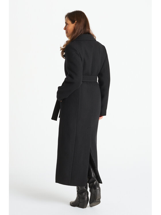 Salme Salme Płaszcz wełniany Verona maxi Czarny Regular Fit