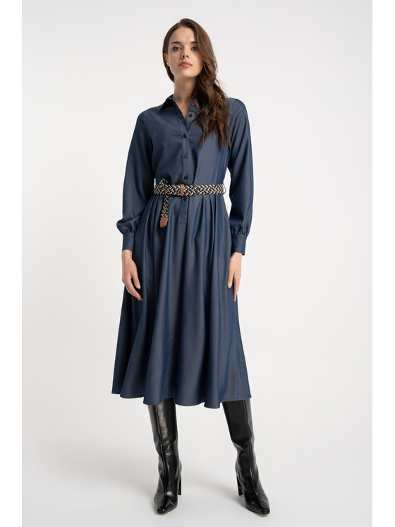 CLICK CLICK Φόρεμα καθημερινό 60-6158 Σκούρο μπλε Regular Fit