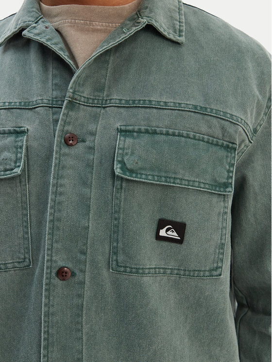 Quiksilver Quiksilver džínsová košeľa Mohab Washed Twill EQYWT04654 Zelená Oversize