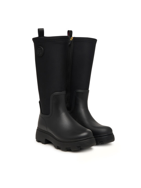Tommy Hilfiger Tommy Hilfiger Gummistiefel Th Stamp Warm Knee Rain Boot FW0FW09678 Schwarz