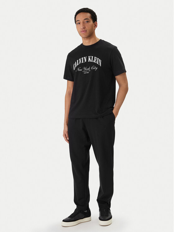 Calvin Klein Calvin Klein Medžiaginės kelnės LV04LF607G Juoda Tapered Fit