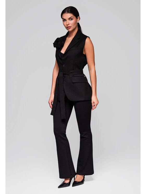 Ombre Ombre Kamizelka LW-BLZV-0102 Czarny Regular Fit