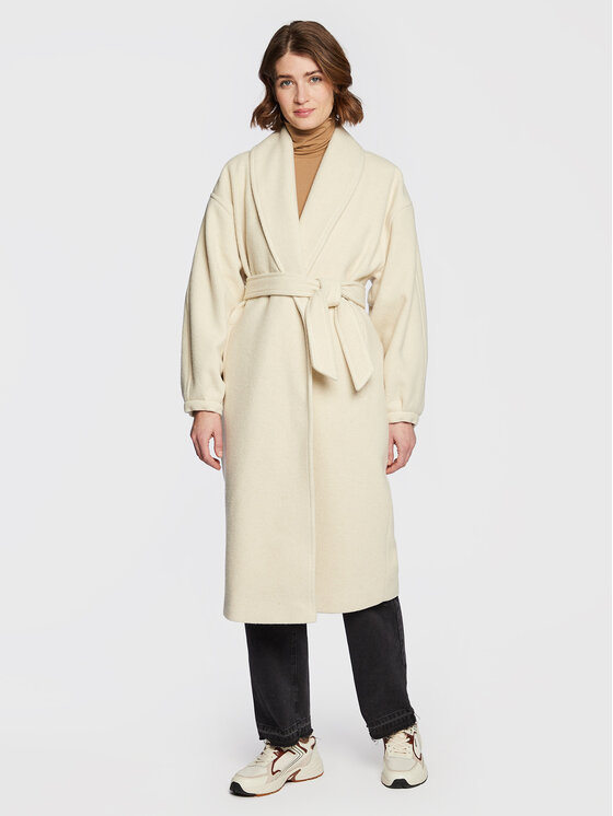 American Vintage Palton de lână Karabay KARA17BH22 Écru Relaxed Fit