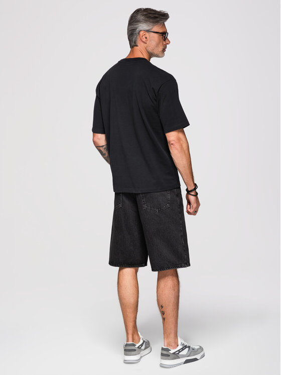 Ombre Ombre T-Shirt OM-TSCT-0276 Czarny Loose Fit