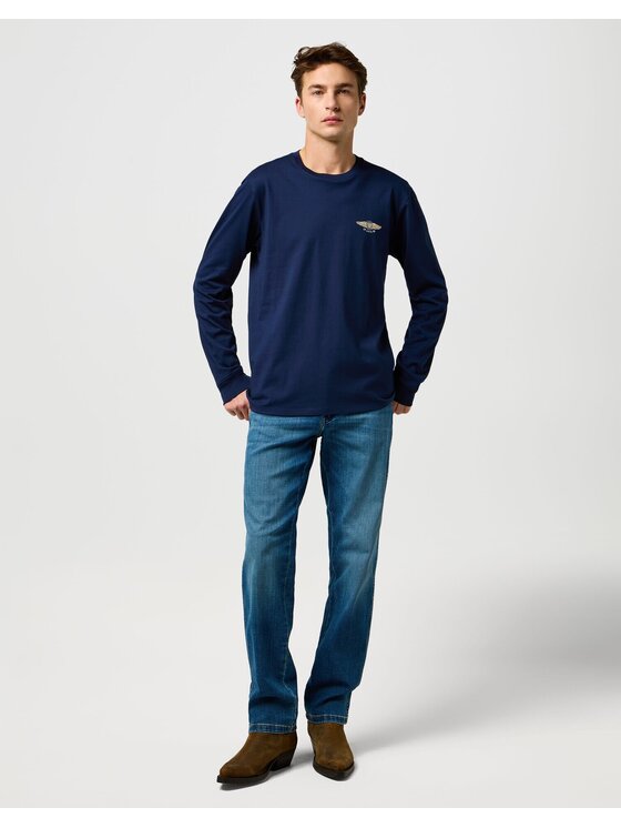 Wrangler Wrangler Longsleeve LS AMERICANA TEE Blu Regular Fit