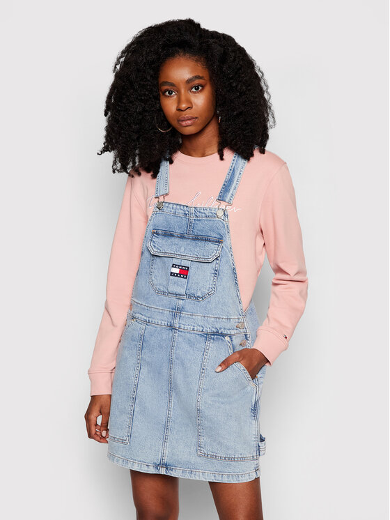Tommy Jeans Džinsinė suknelė Cargo Dungaree DW0DW10107 Mėlyna Regular Fit •  Modivo.lt