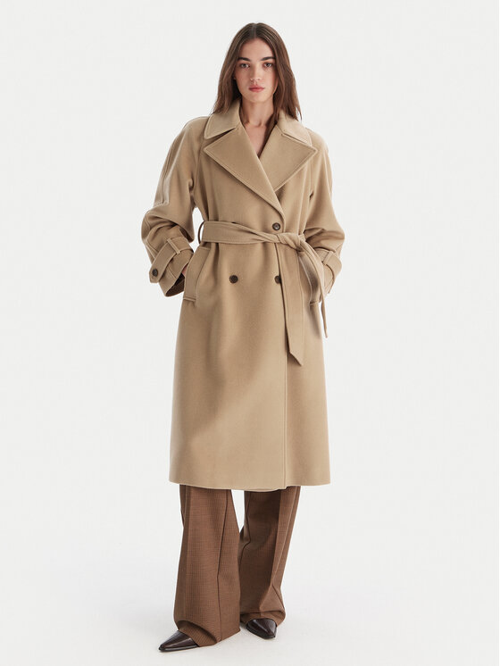 Marella Marella Gyapjú kabát Tenna 2523016071 Bézs Regular Fit