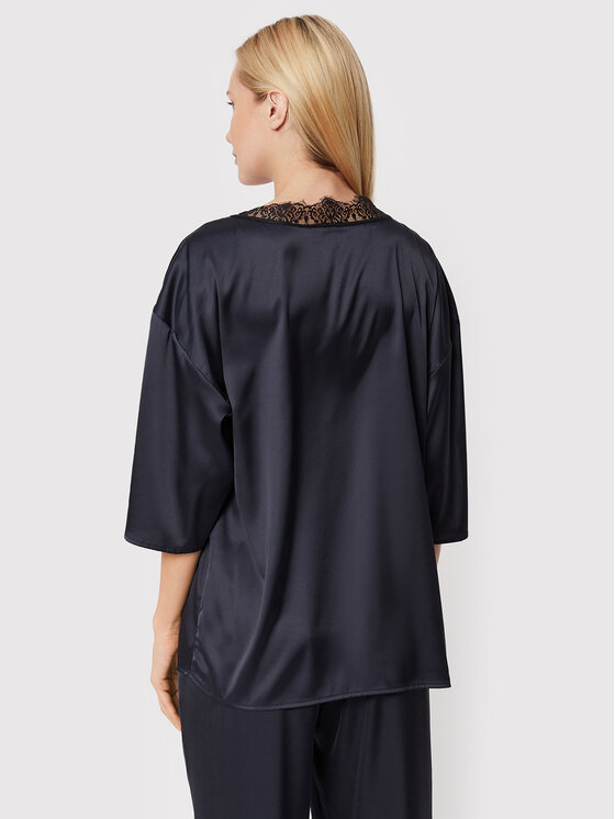 Simone Pérèle Simone Pérèle Pyjama-T-Shirt Satin Secrets 23H904 Dunkelblau Relaxed Fit