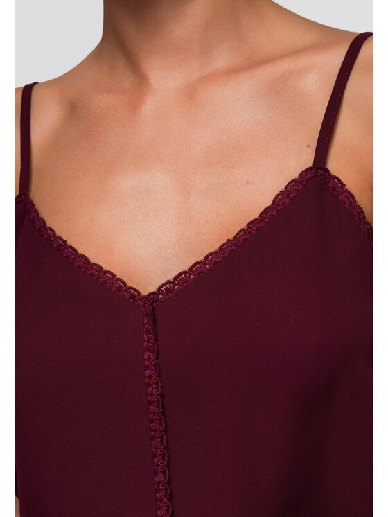 Ombre Ombre Bluzka OW-TS-E0057 Bordowy Loose Fit